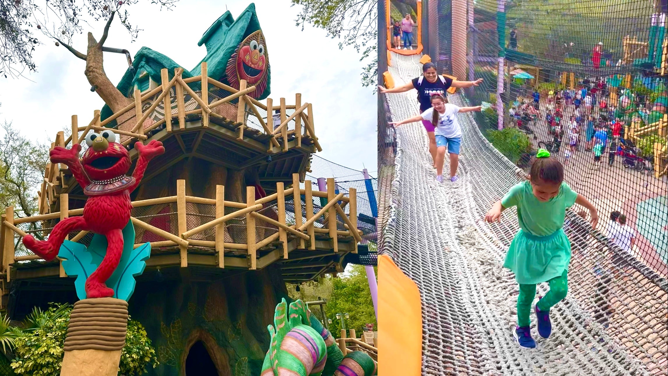 Load video: Mommy is CHASING GISELE in Elmo&#39;s Treehouse Trek at Busch Gardens Tampa Bay! Daddy falls on bridge!